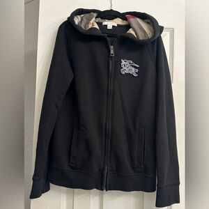 Burberry Boy's Nova Check-Zip-Up
Hoodie with pockets in black